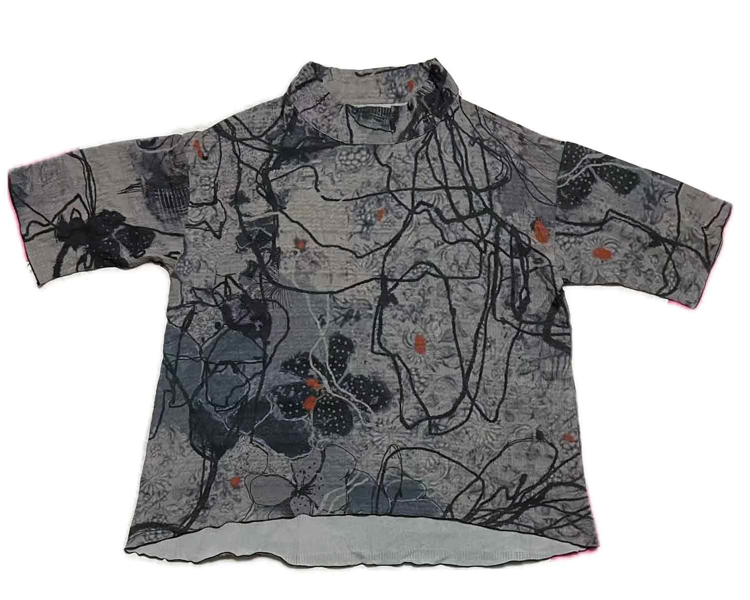 3 Potato Artist Print Hi-Lo Tunic Top FLWC