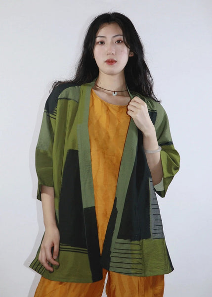 3 Potato Artist Print Kimono in Green