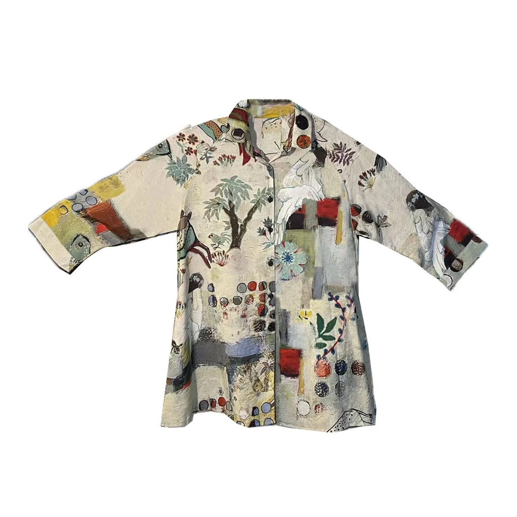 Artist Print Button Front Shirt