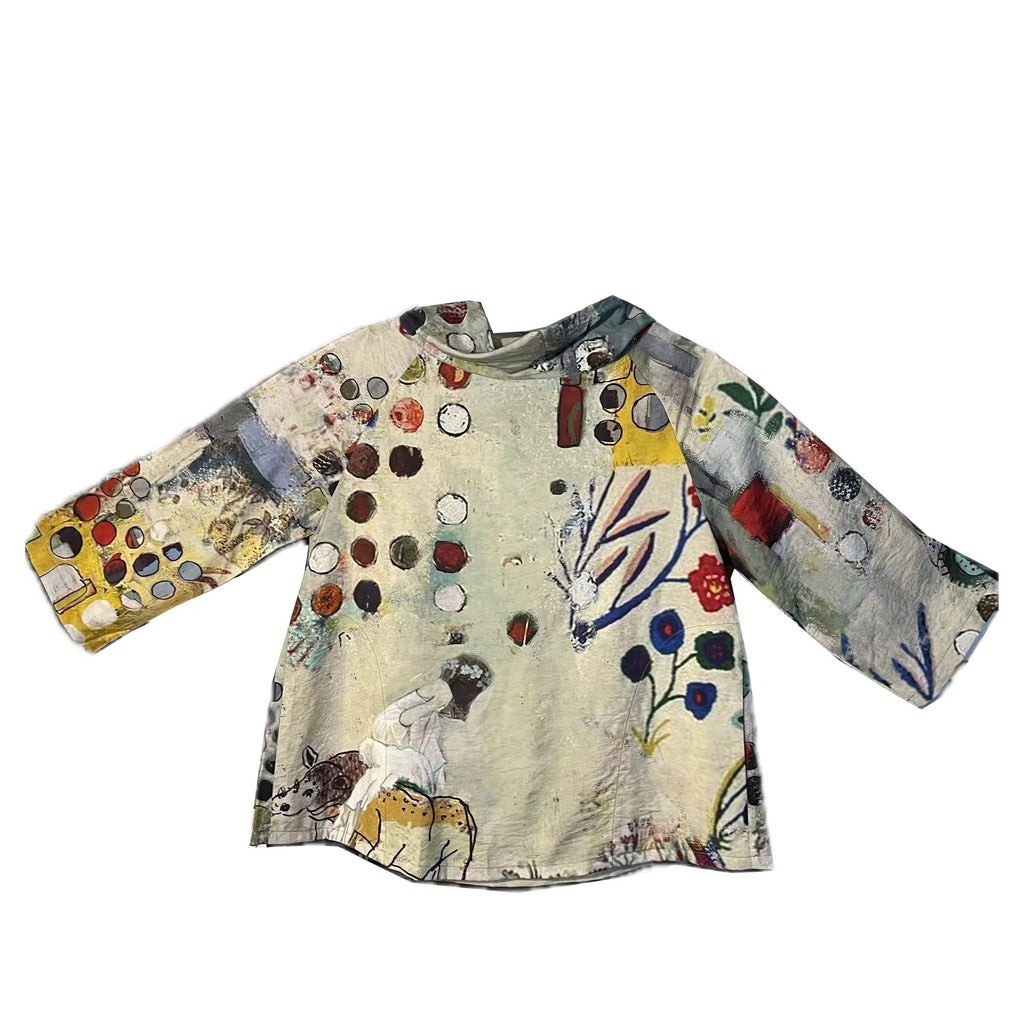 Artist Print Mock Neck Top