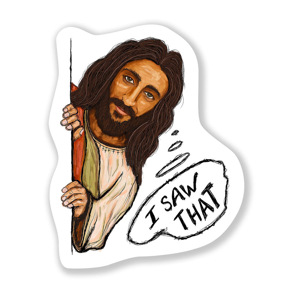 "I Saw That" Jesus Sticker