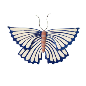 Sculpted Blue Striped Moth Wall Art