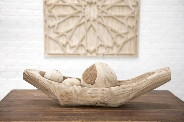 Fortune Carved Wood Boat