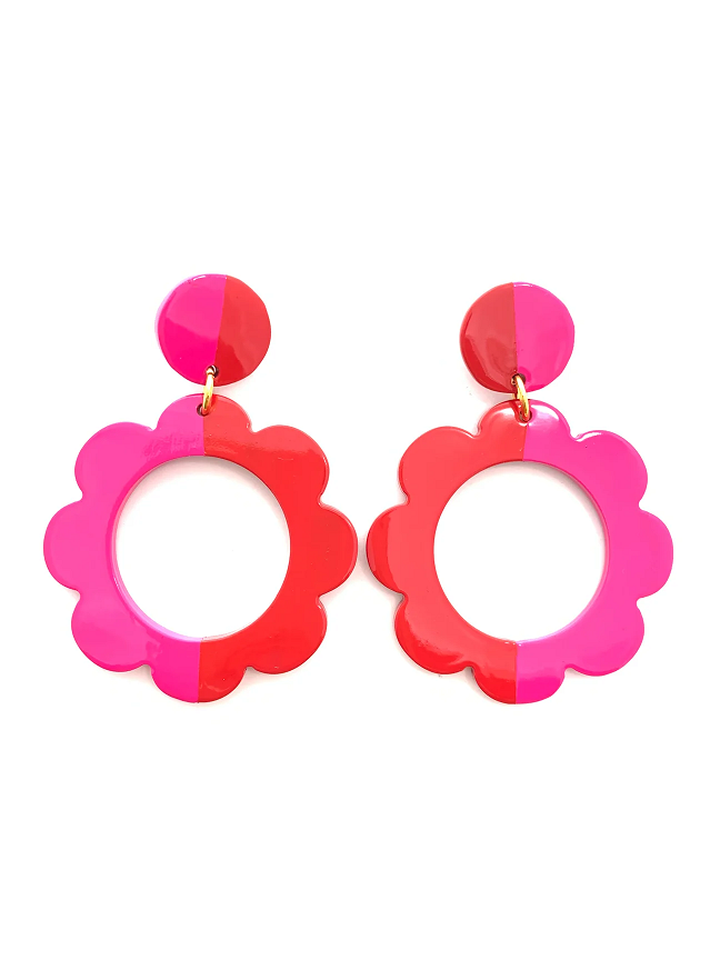 Color Block Flower Earrings / Click for Full Selection