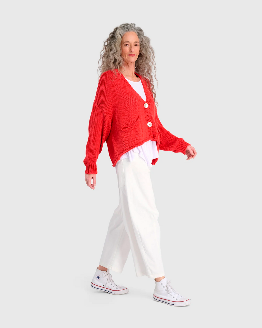 Alembika Simply Slouchy Cardigan in Coral Red