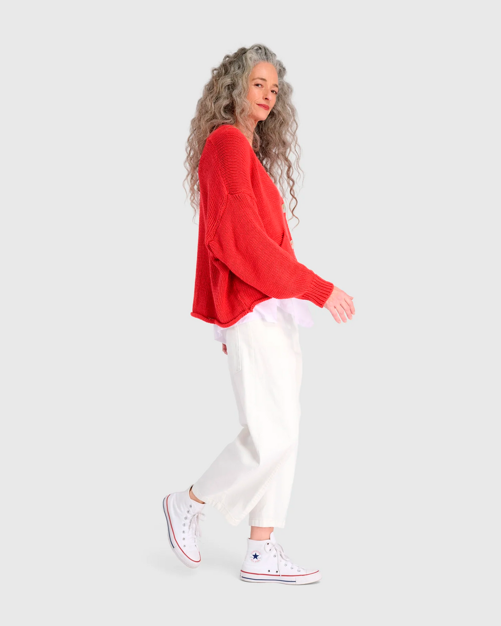 Alembika Simply Slouchy Cardigan in Coral Red