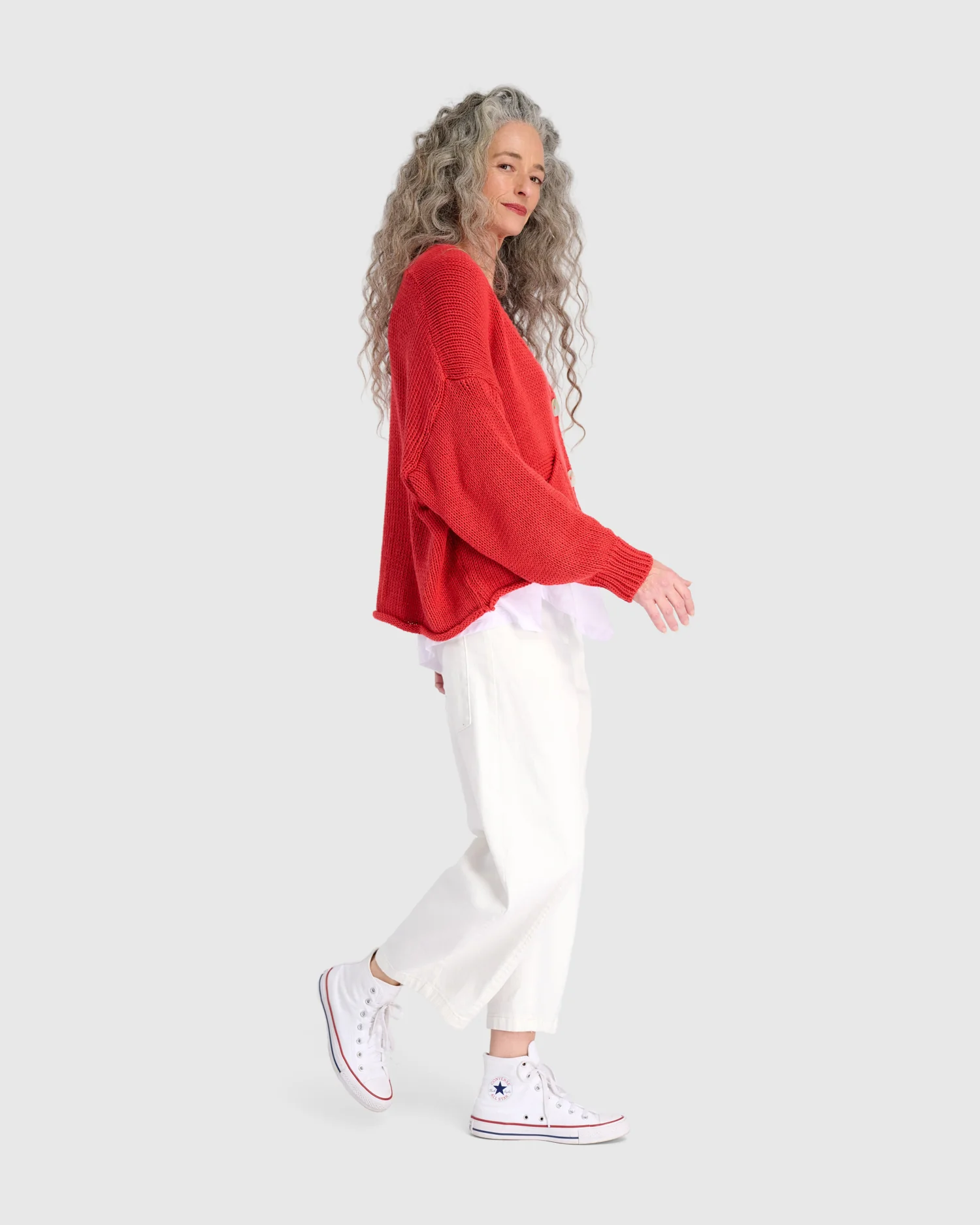 Alembika Simply Slouchy Cardigan in Coral Red