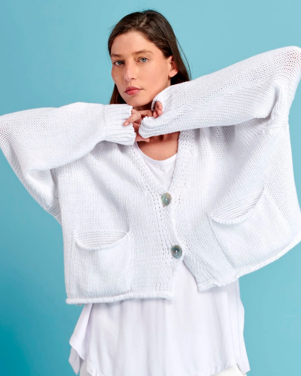 Alembika Simply Slouchy Cardigan in White