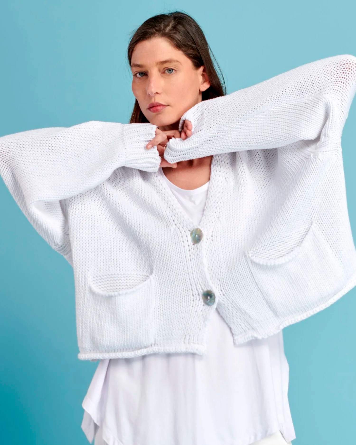 Alembika Simply Slouchy Cardigan in White