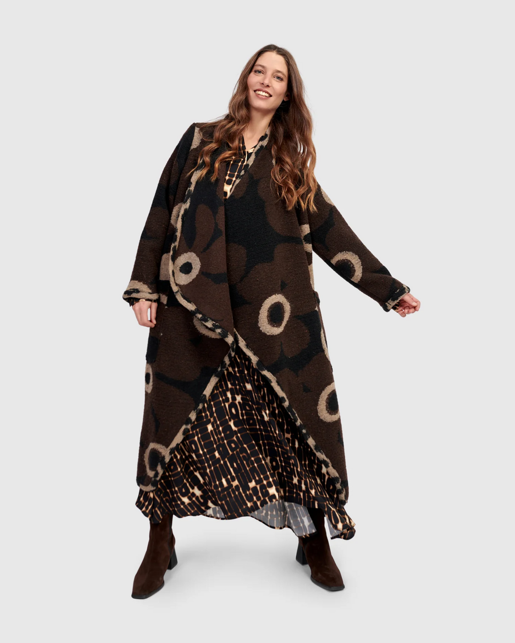 Alembika's Jamboree Cozy Draped Coat in Floral