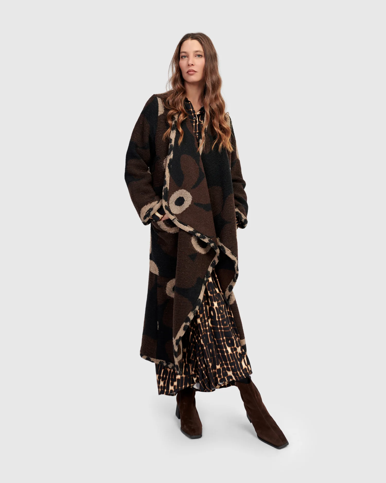 Alembika's Jamboree Cozy Draped Coat in Floral