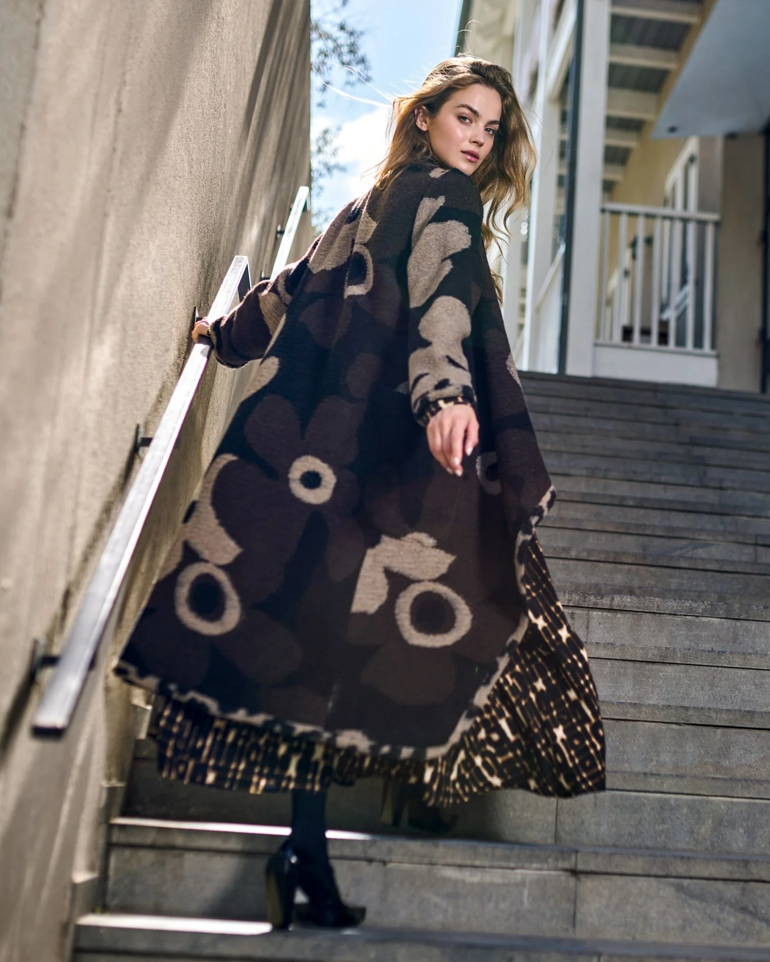 Alembika's Jamboree Cozy Draped Coat in Floral