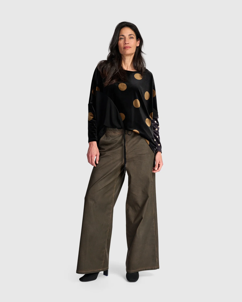 Pinstripe Wide Legs Stretch Jeans
