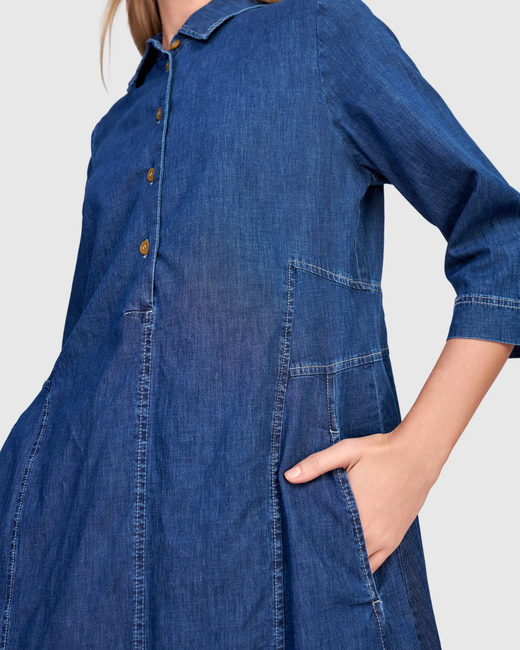 Alembika's Harper Shirt Dress in Denim
