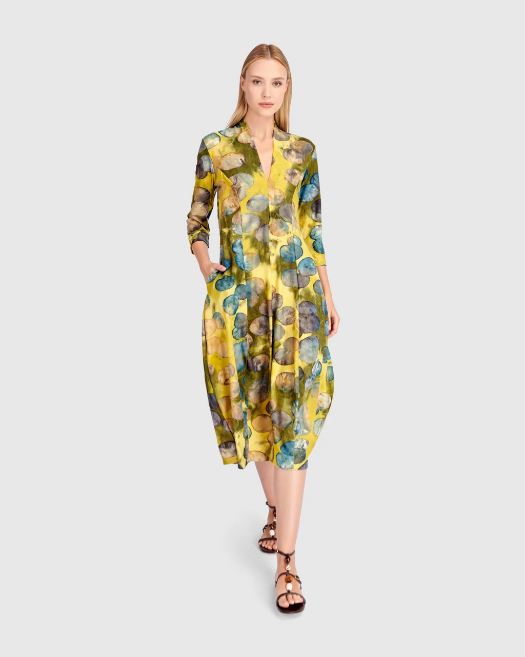 Alembika's Saffron Cocoon Dress in Orbits