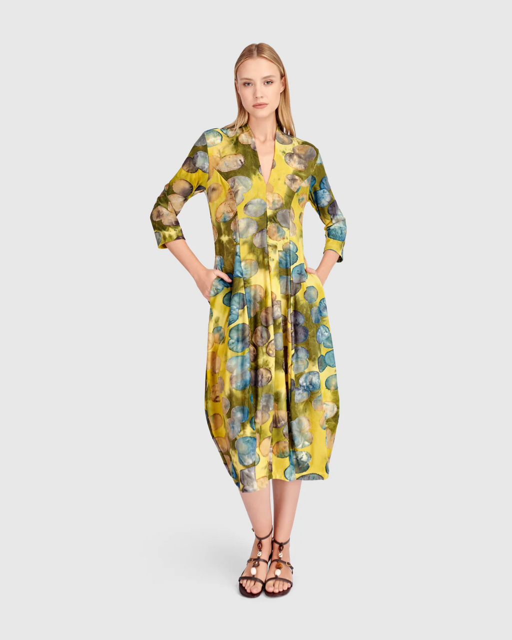 Alembika's Saffron Cocoon Dress in Orbits