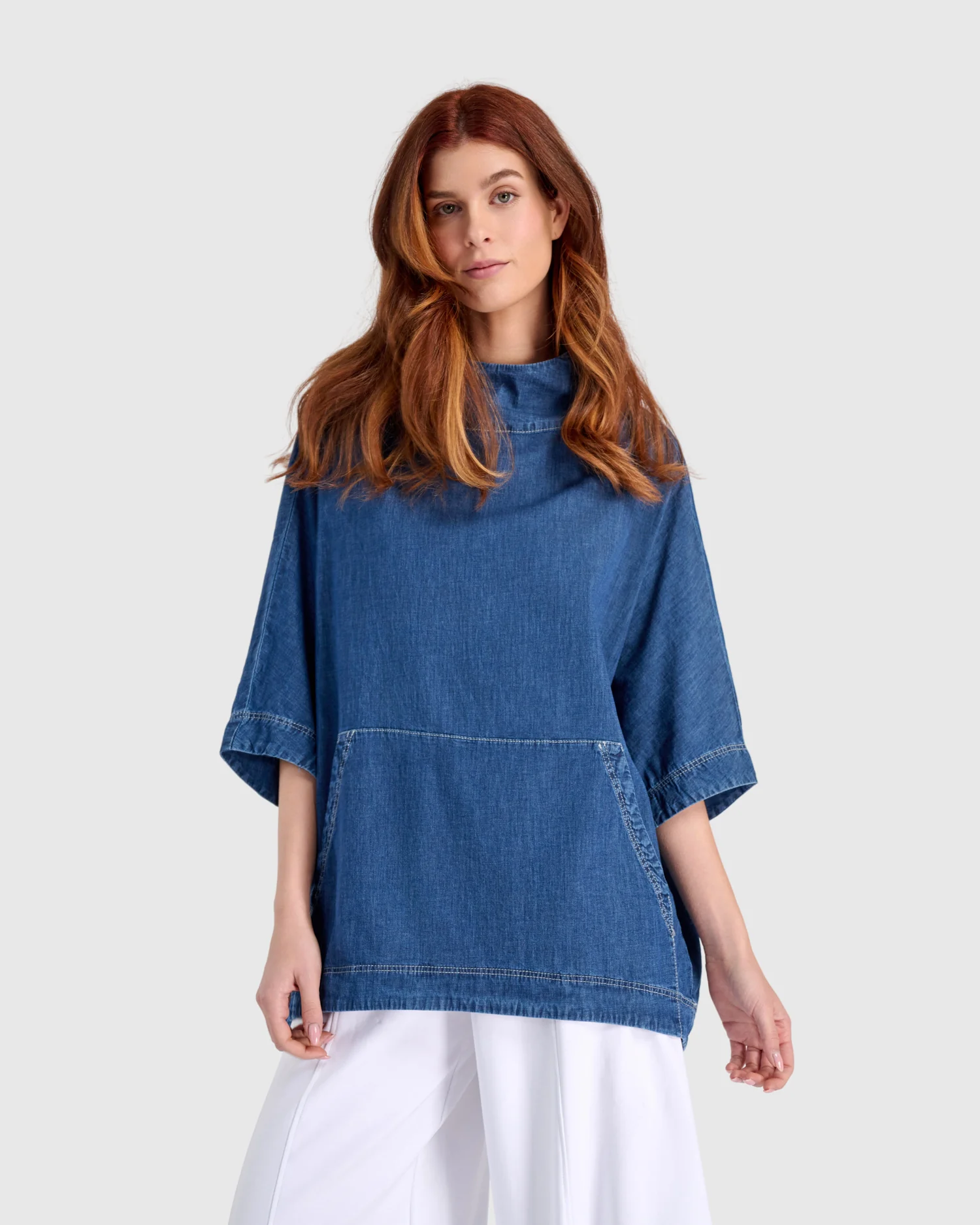 Alembika's Perfect Pullover Top in Denim