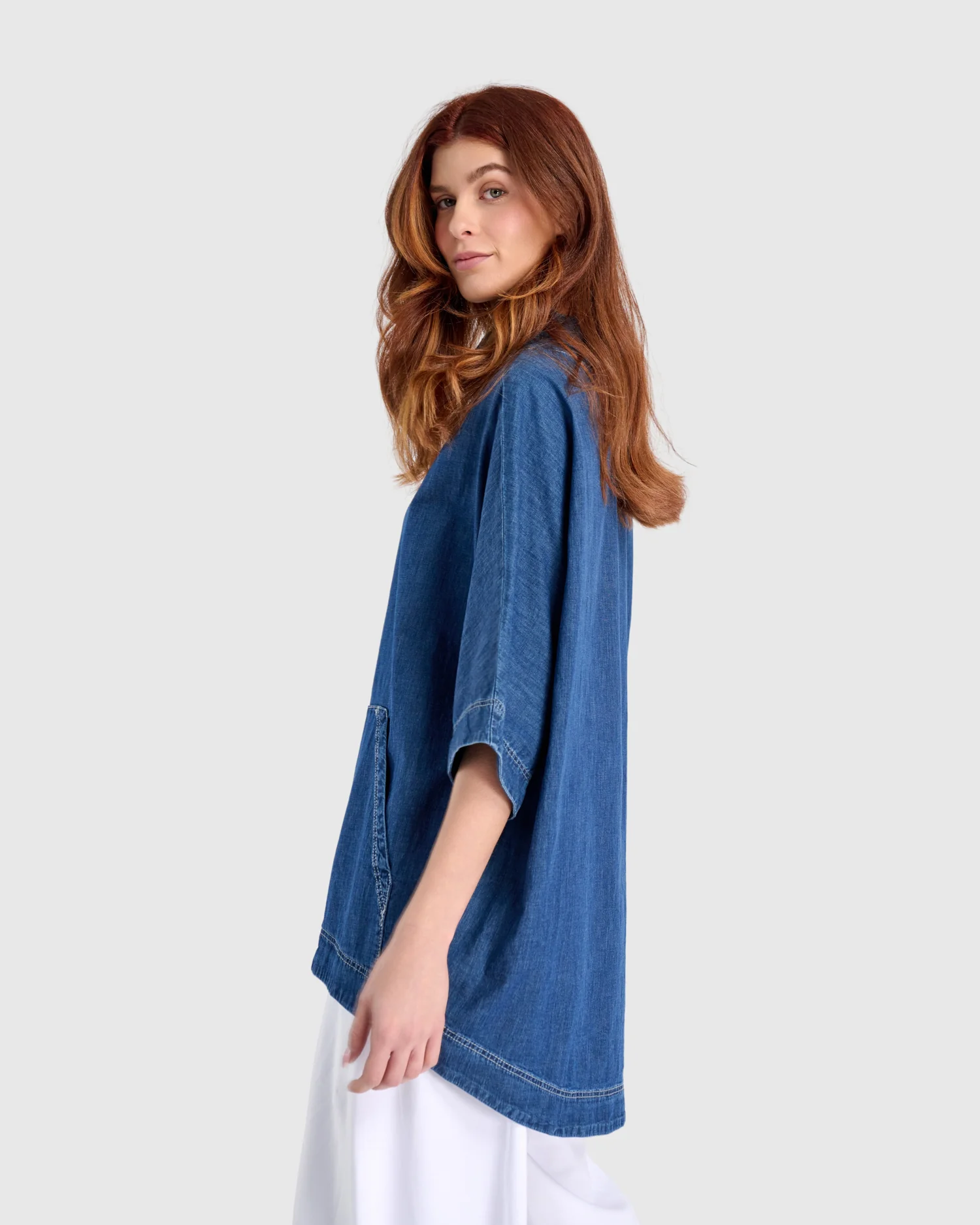 Alembika's Perfect Pullover Top in Denim