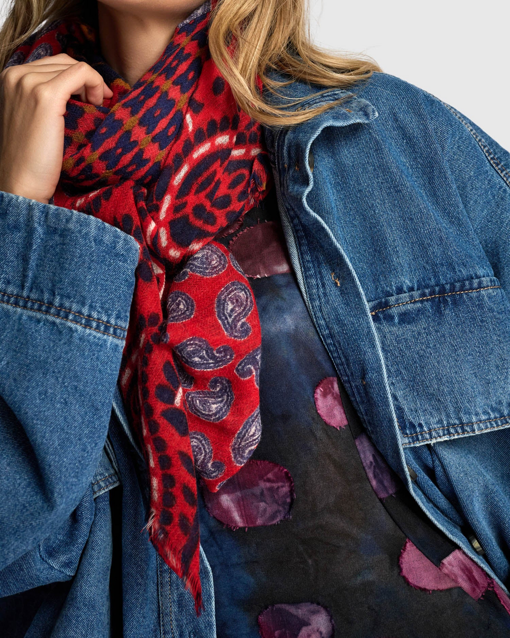Alembika Crimson Fairground Paisley Scarf