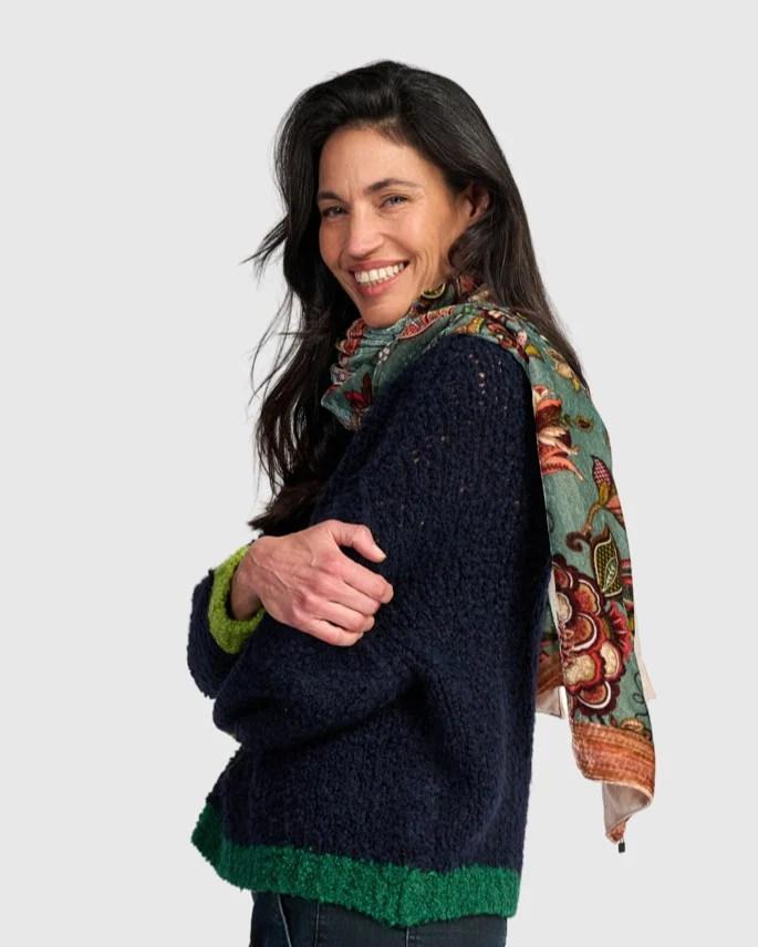 Alembika Steel Blue Mango Velvet Scarf