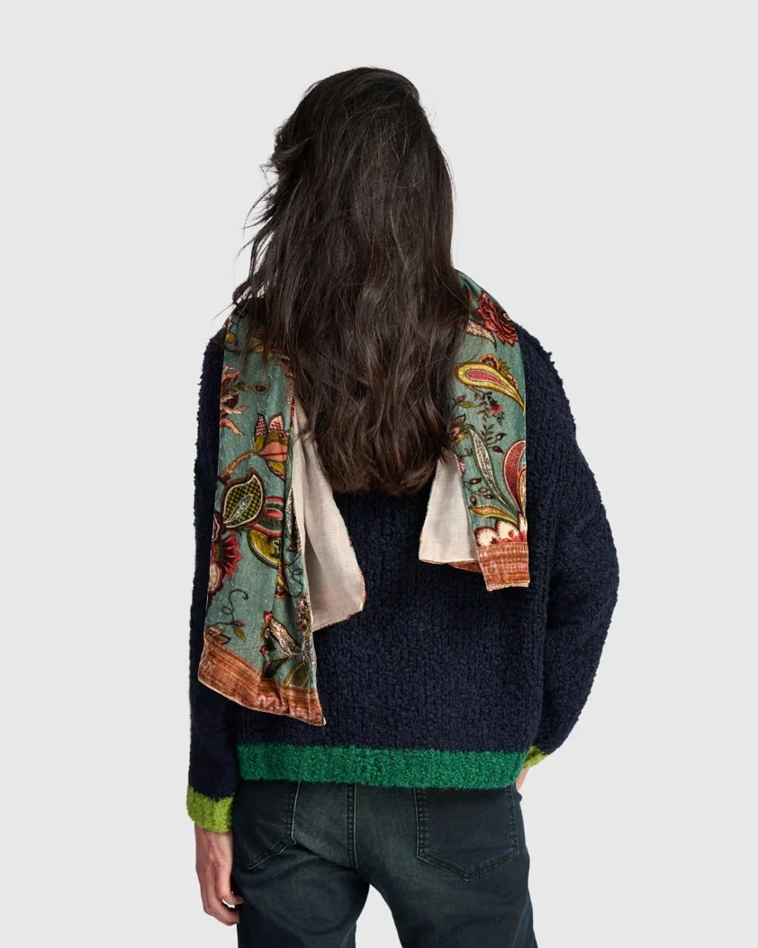 Alembika Steel Blue Mango Velvet Scarf