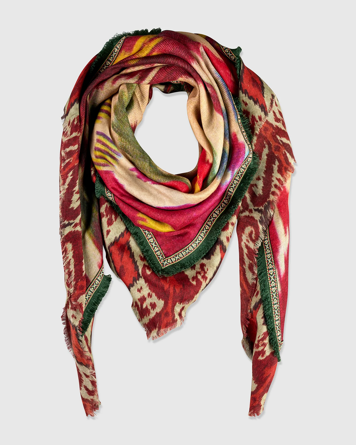 Alembika Maroon Ikat Sheaf Scarf