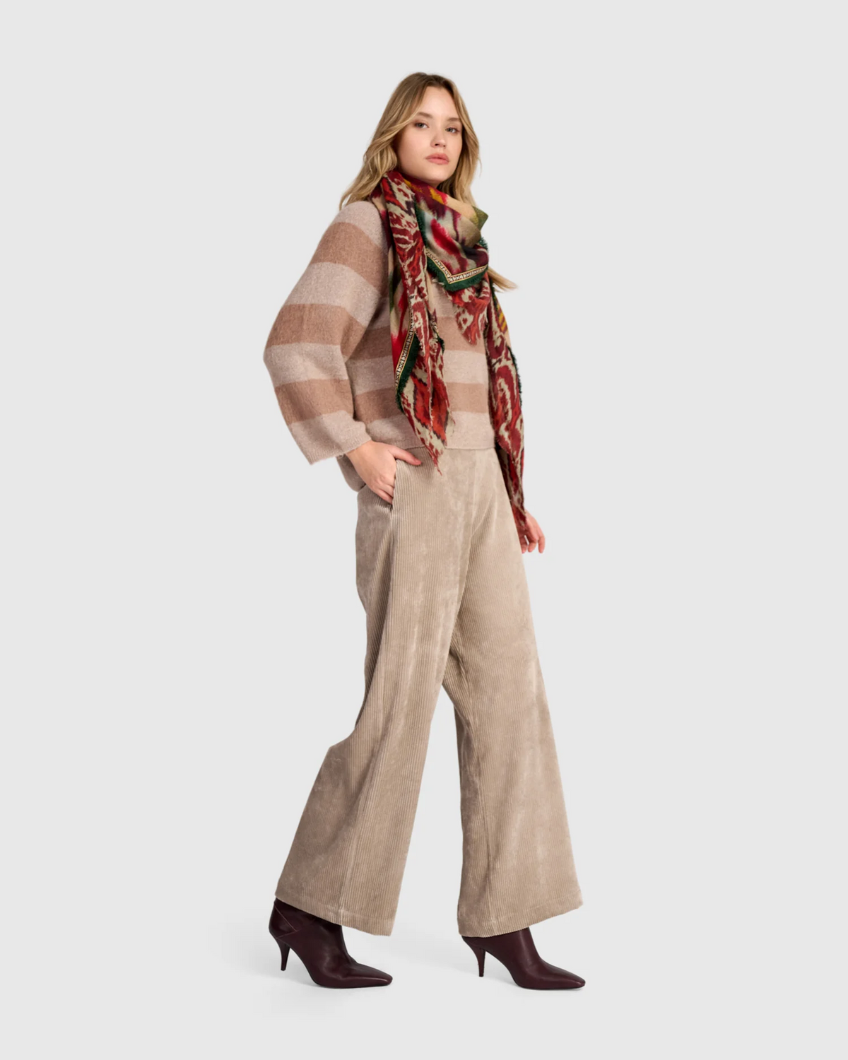 Alembika Maroon Ikat Sheaf Scarf