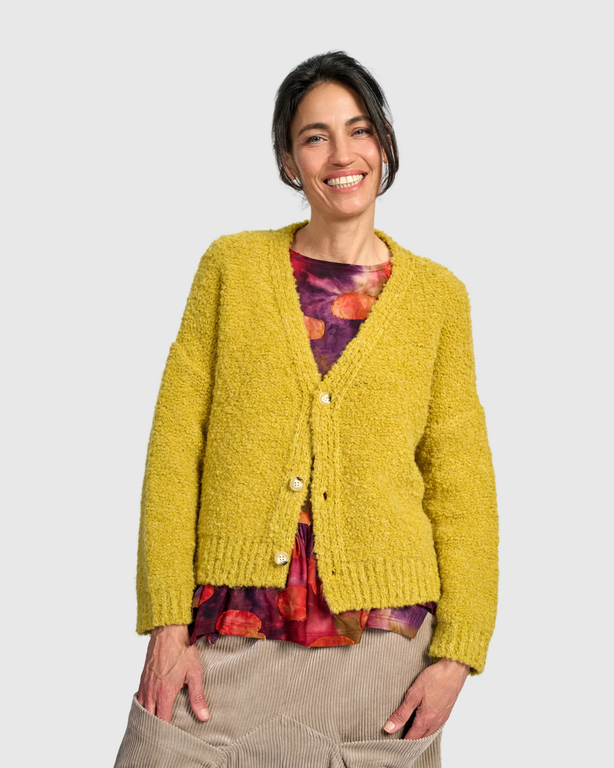 Alembika's relaxed Teddy Boucle Cardigan in Honey