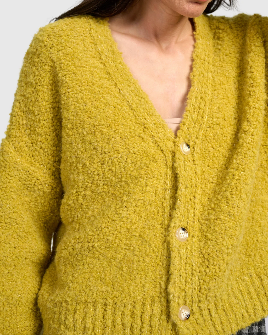 Alembika's relaxed Teddy Boucle Cardigan in Honey
