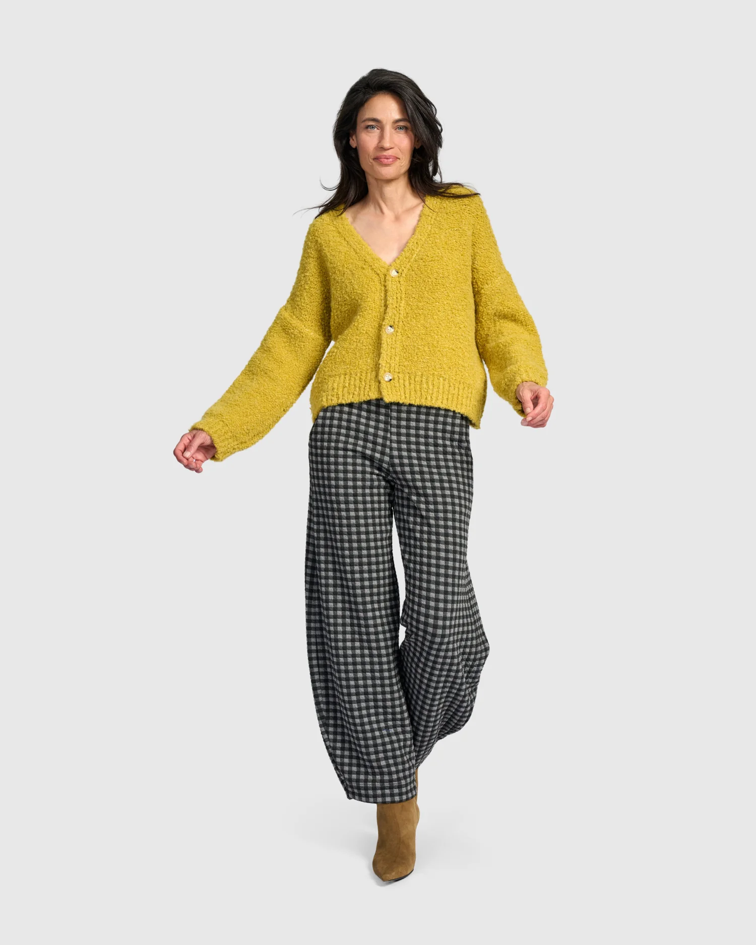 Alembika's relaxed Teddy Boucle Cardigan in Honey