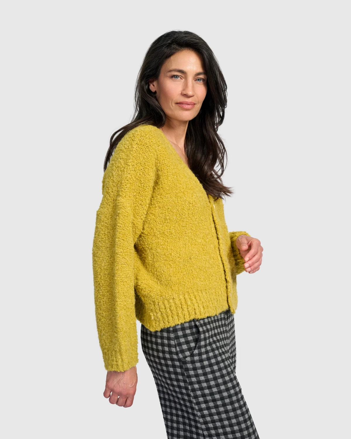 Alembika's relaxed Teddy Boucle Cardigan in Honey