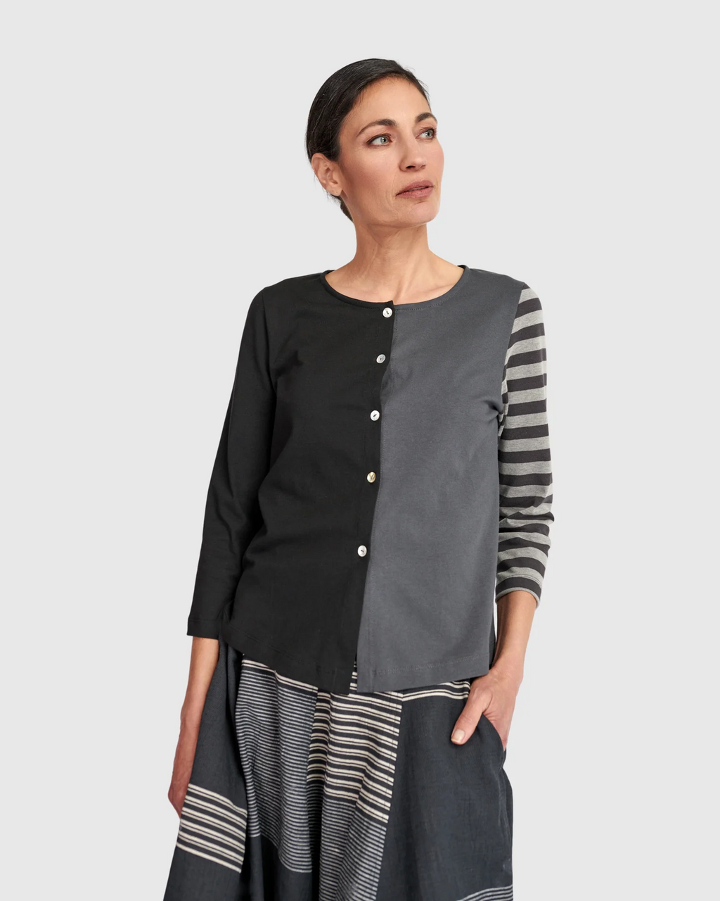 Alembika's Urban Rally Colorblock Cardigan in Mix