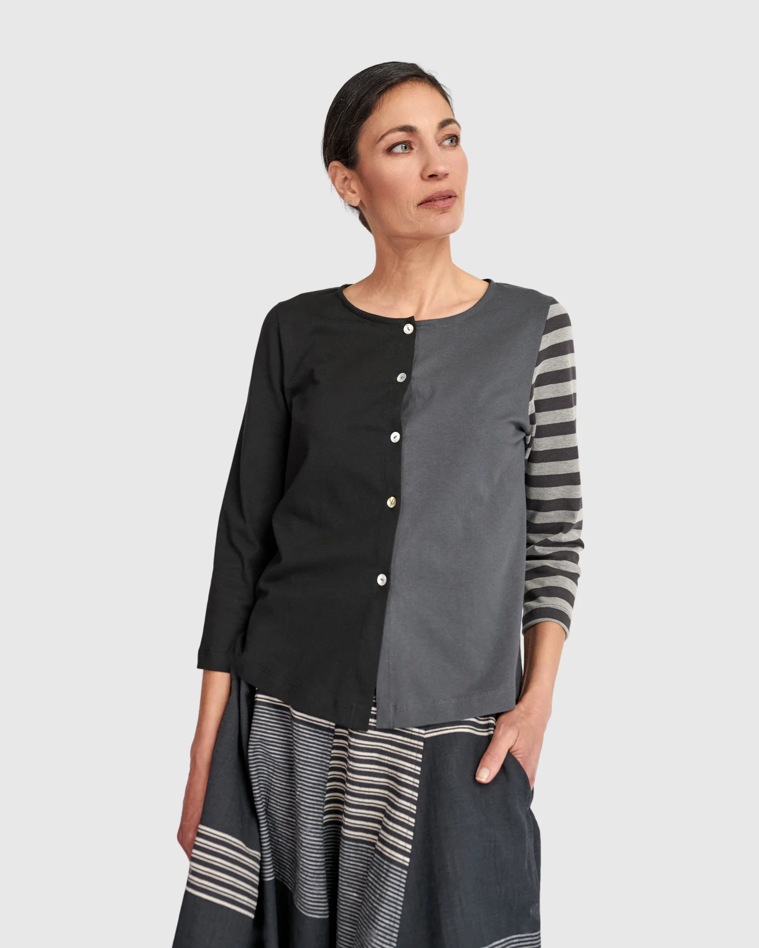 Alembika's Urban Rally Colorblock Cardigan in Mix