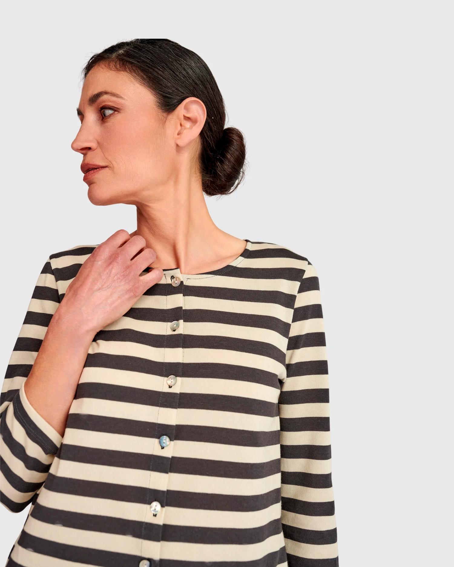 Alembika's Urban Rally Stripes Cardigan in Cream