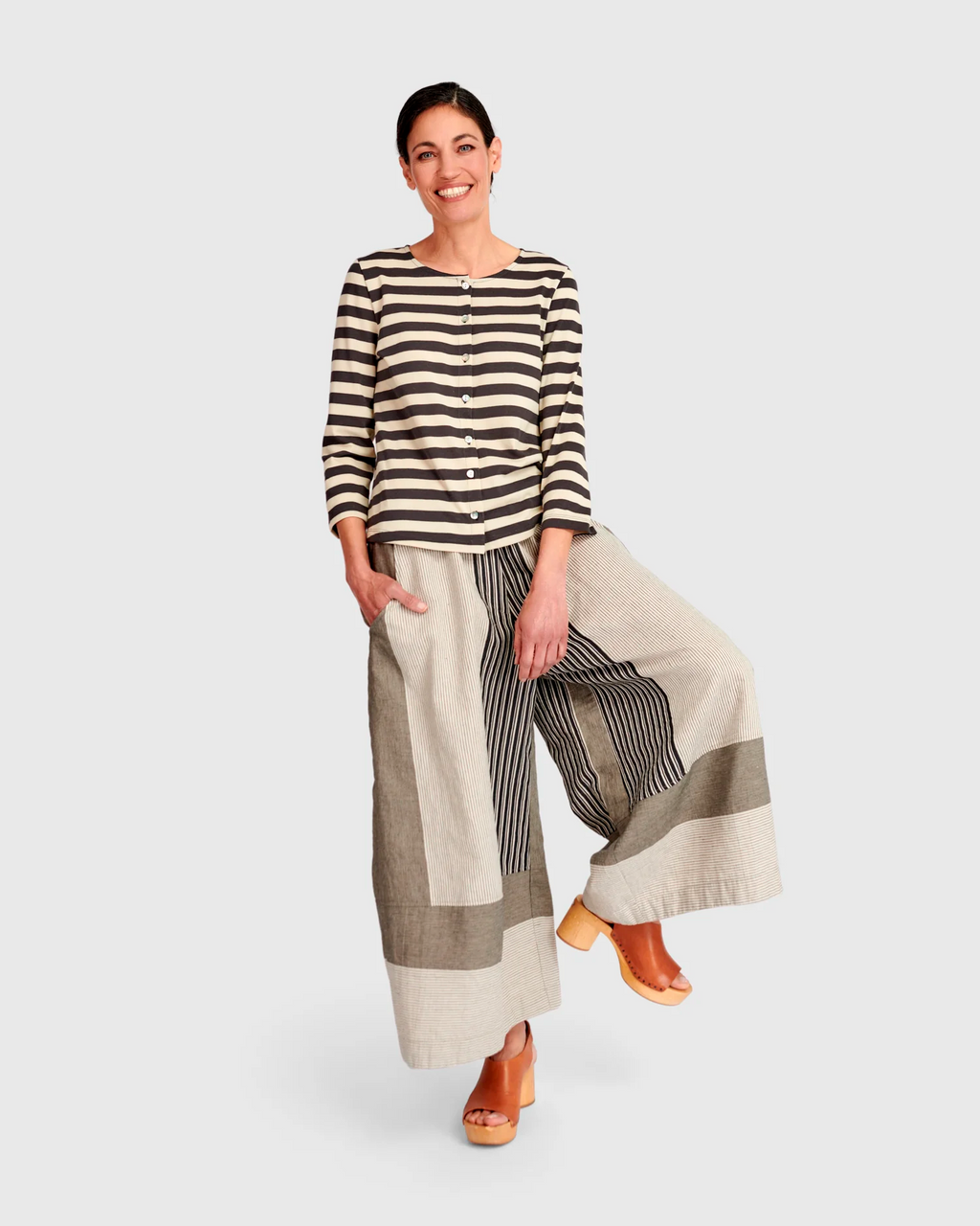 Alembika's Urban Rally Stripes Cardigan in Cream