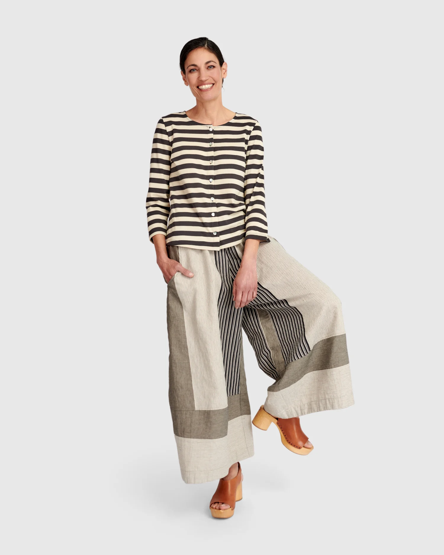 Alembika's Urban Rally Stripes Cardigan in Cream