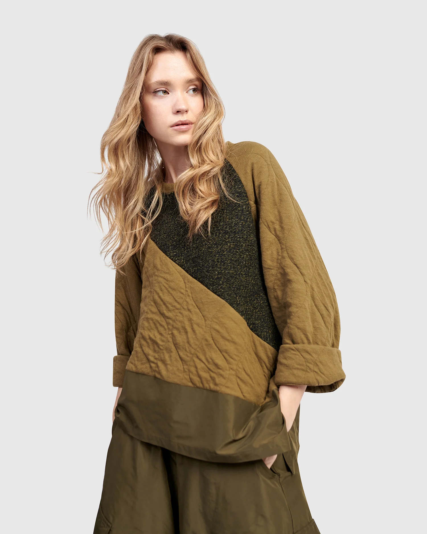 Alembika's Urban Spark Crewneck Top in Khaki