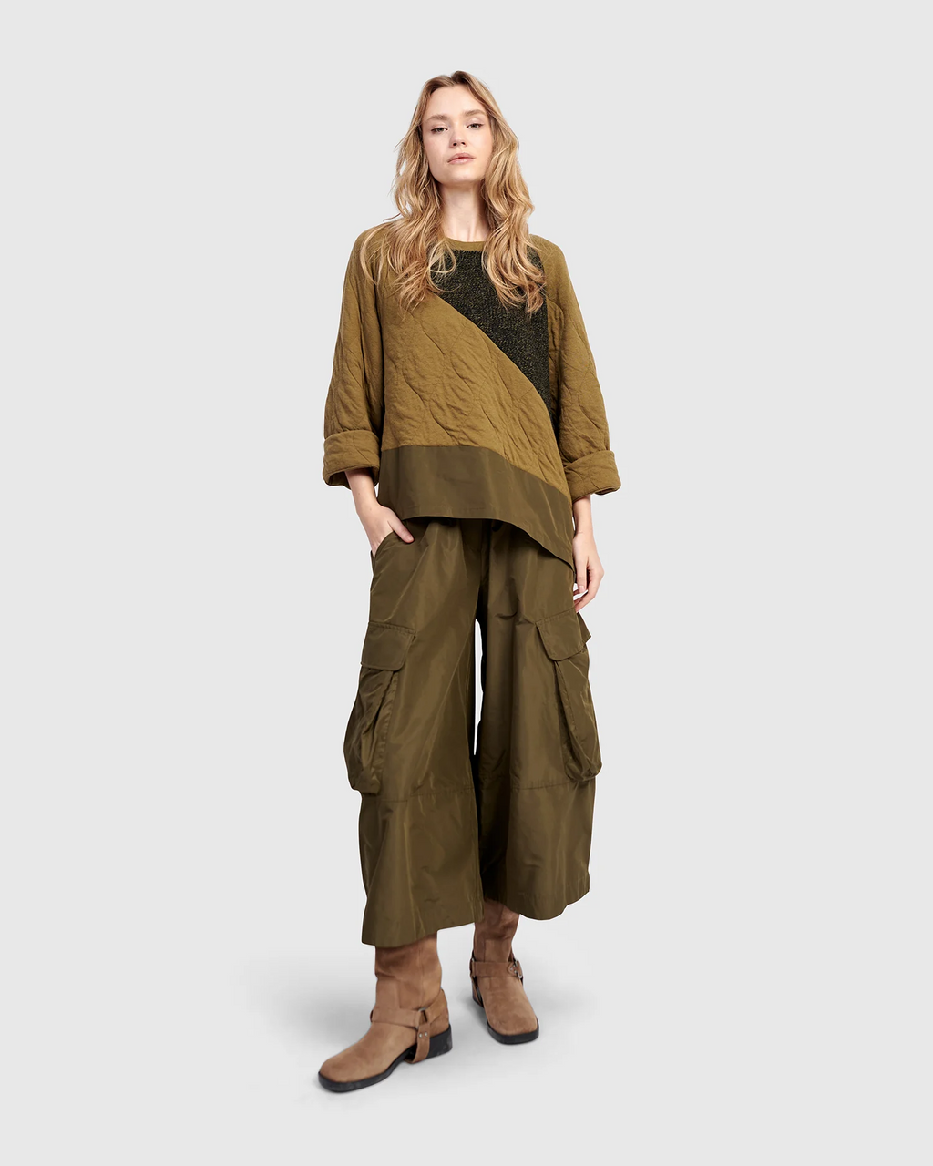Alembika's Urban Spark Crewneck Top in Khaki
