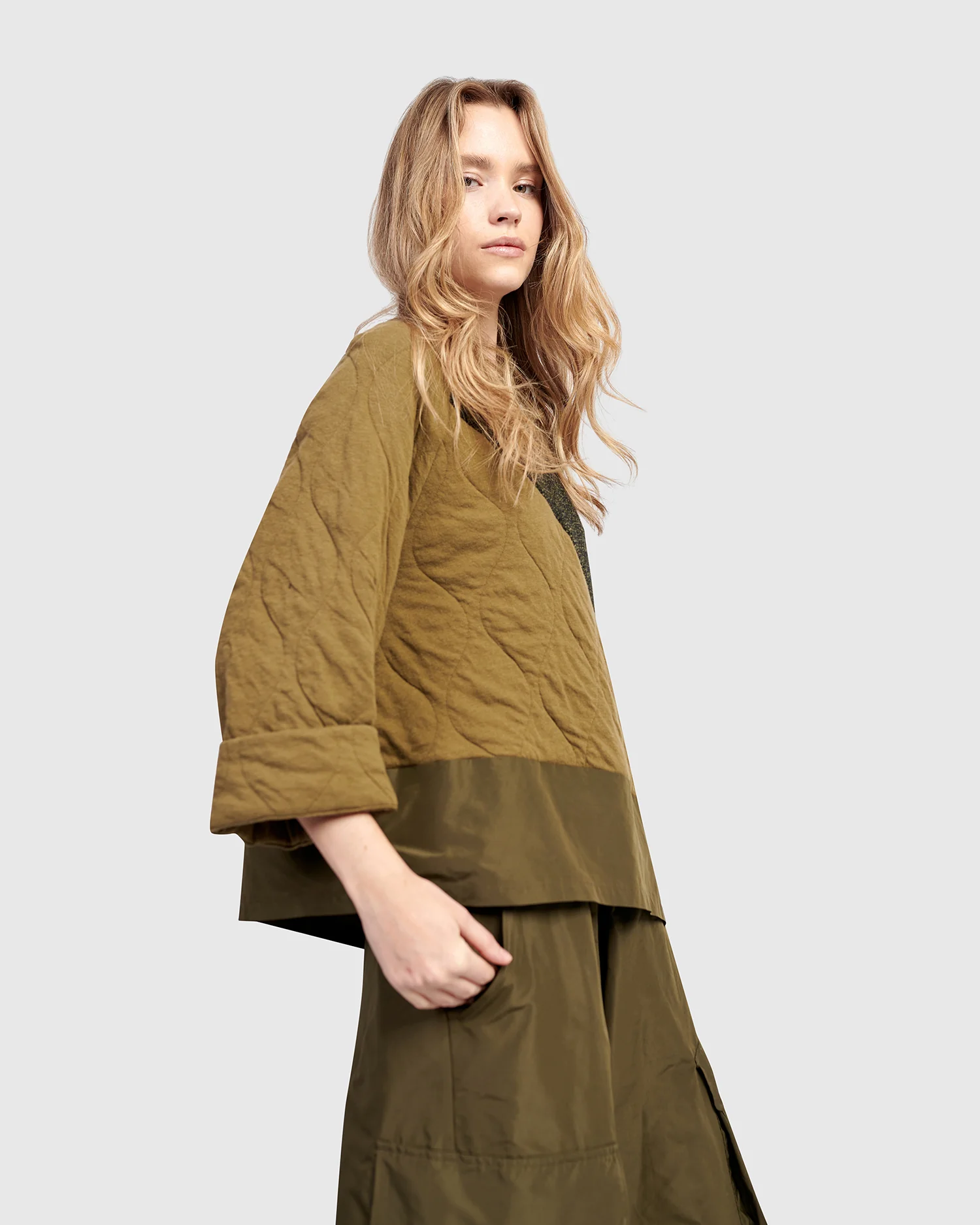 Alembika's Urban Spark Crewneck Top in Khaki