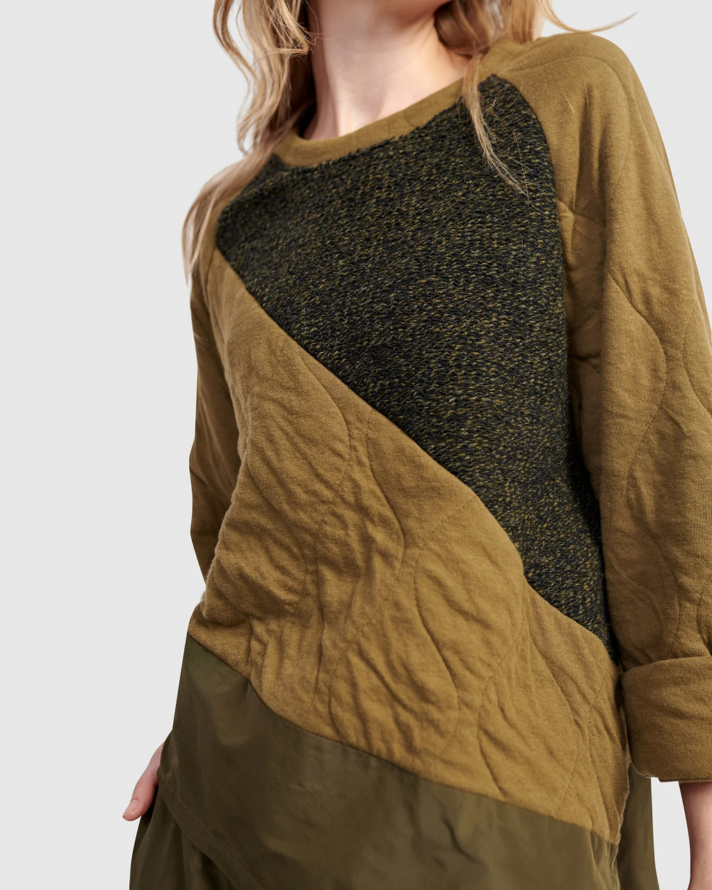 Alembika's Urban Spark Crewneck Top in Khaki