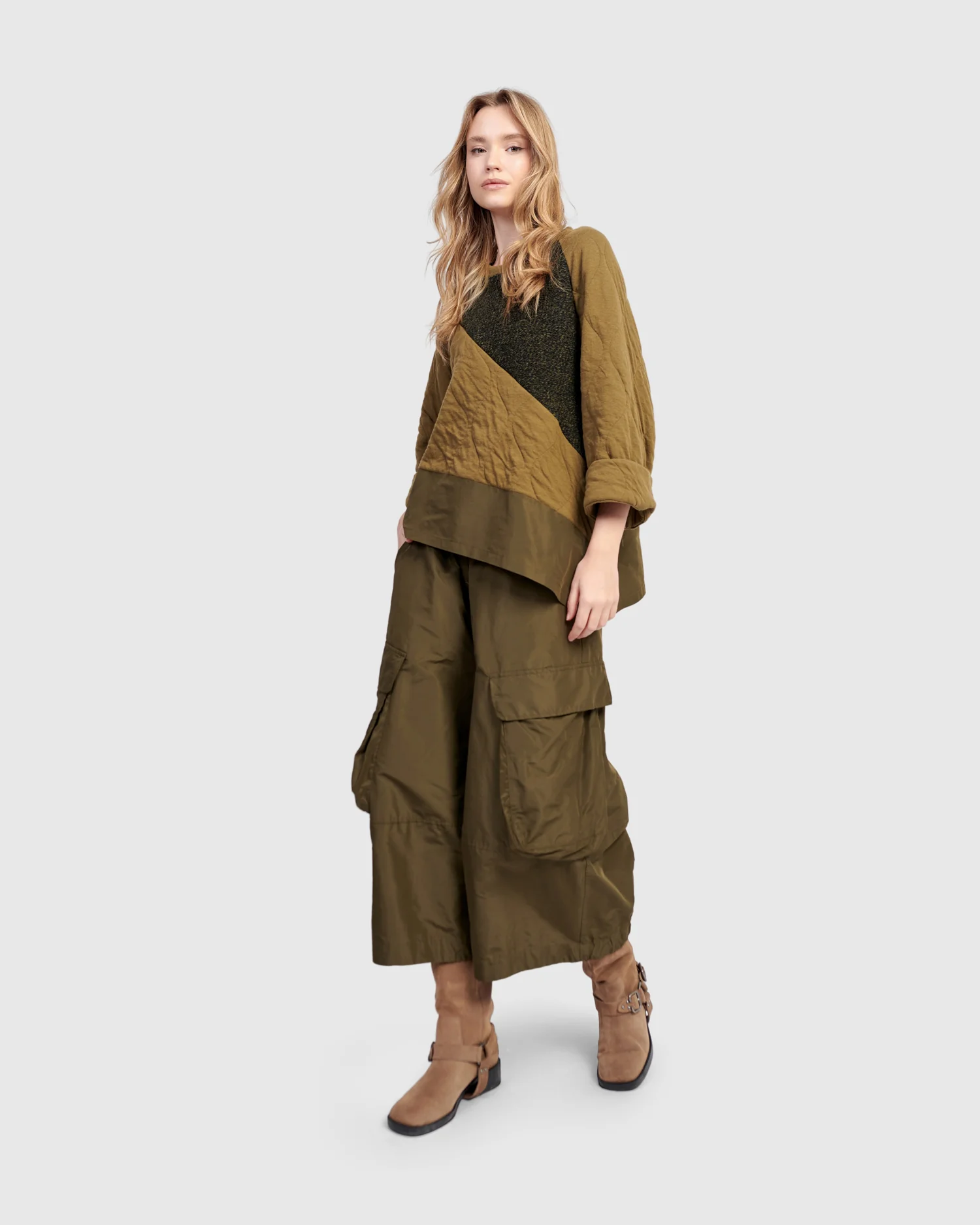 Alembika's Urban Spark Crewneck Top in Khaki