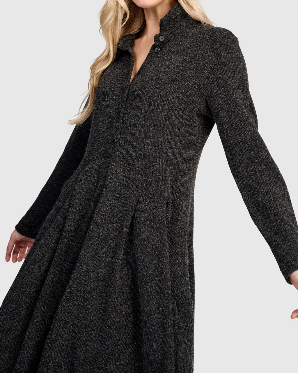 Alembika's cocoon Urban Marl Knit Draped Pockets Dress 
