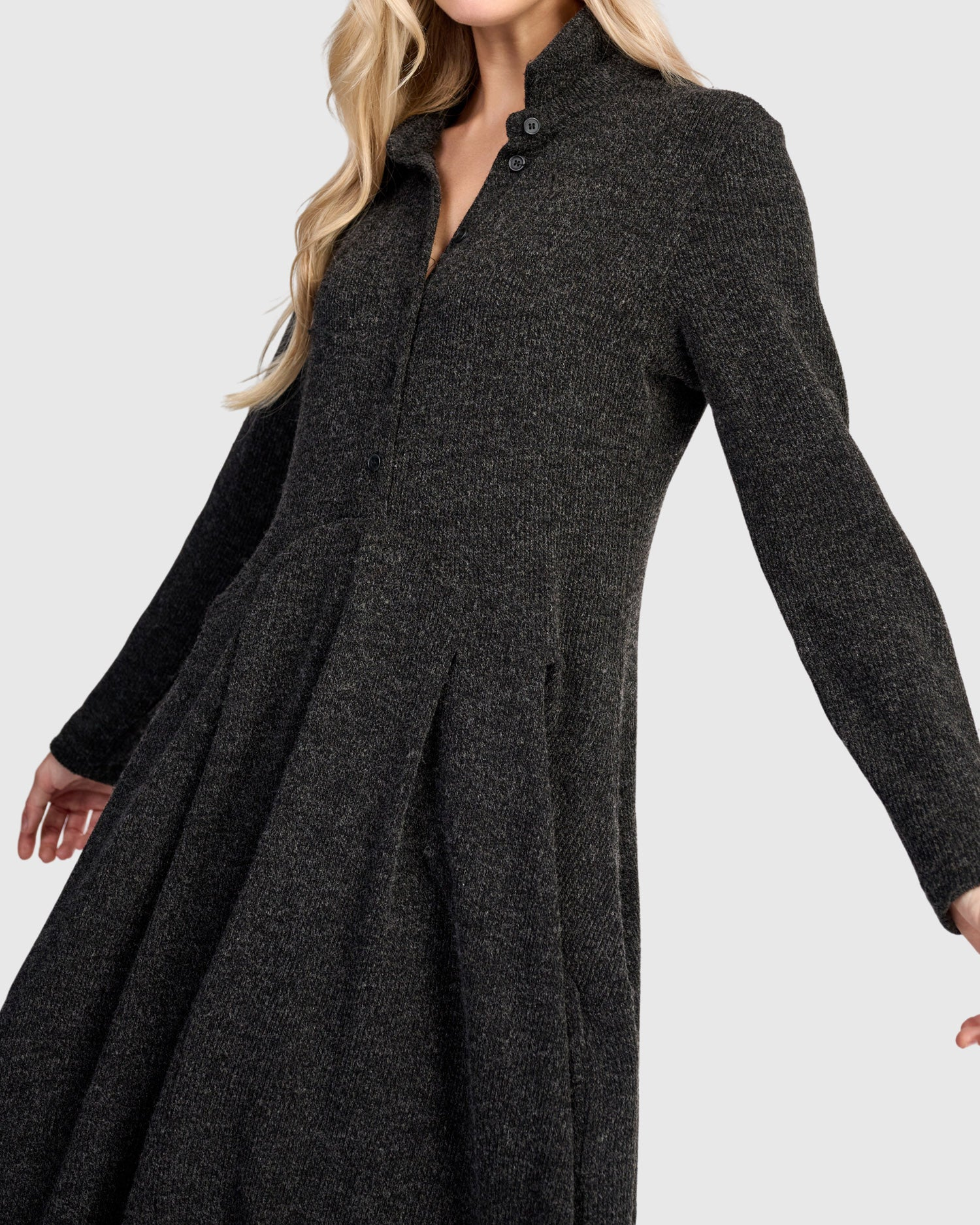  Alembika's cocoon Urban Marl Knit Draped Pockets Dress 