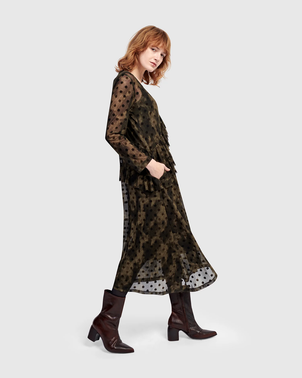 Alembika Urban Sprig Mesh Dress in Antique