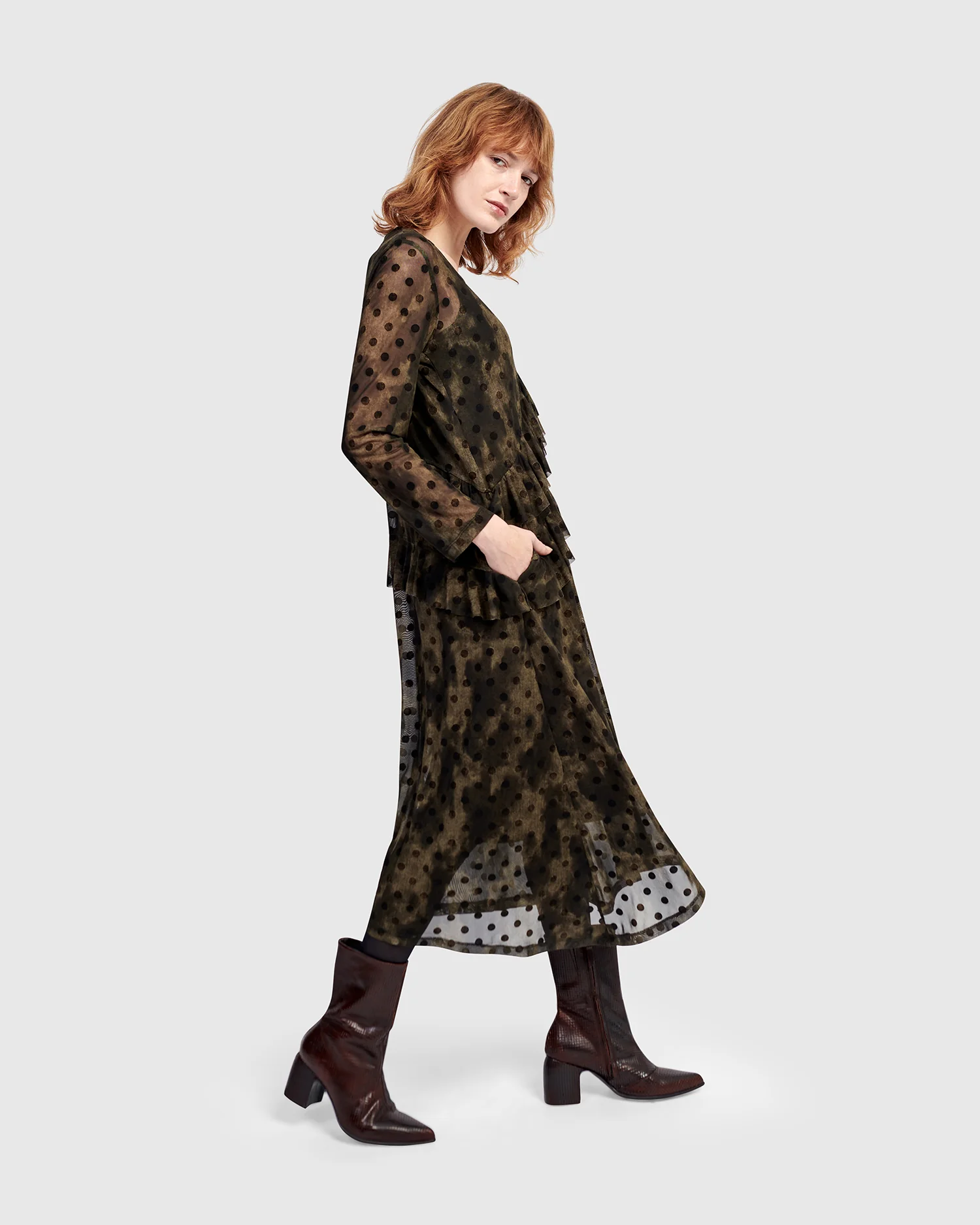 Alembika Urban Sprig Mesh Dress in Antique