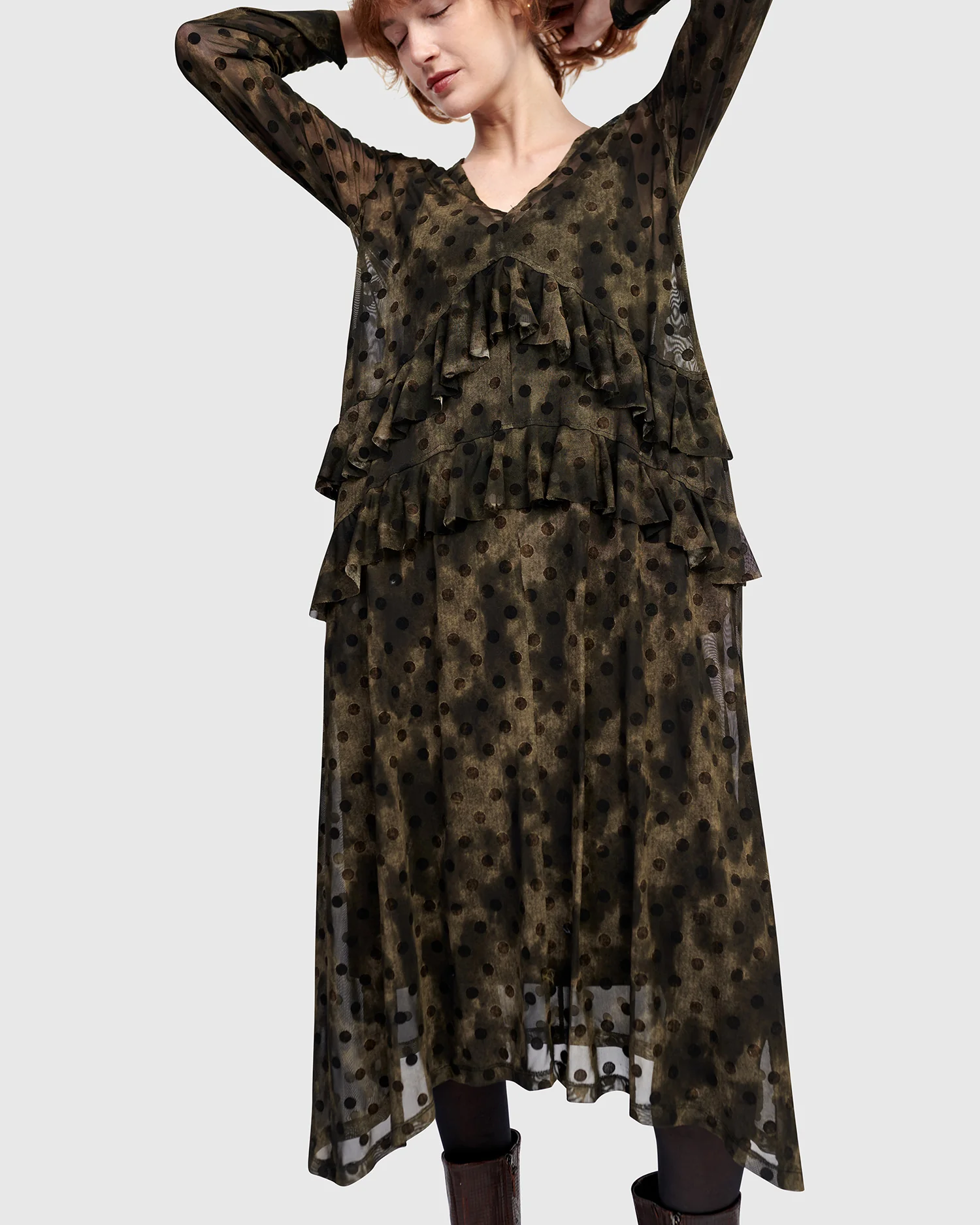 Alembika Urban Sprig Mesh Dress in Antique