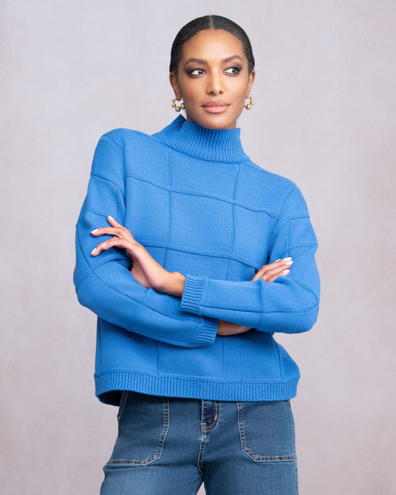 Alison Sheri's Windowpane Sweater in Cobalt