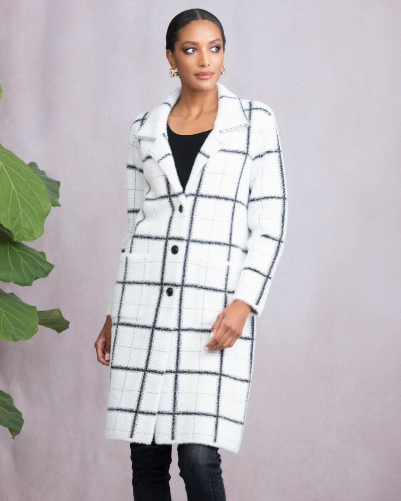 Alison Sheri's Cardigan Coat in Black & White