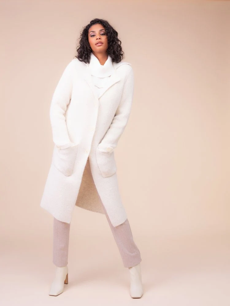 Alison Sheri's V-Neck Cardigan Jacket in Oatmeal