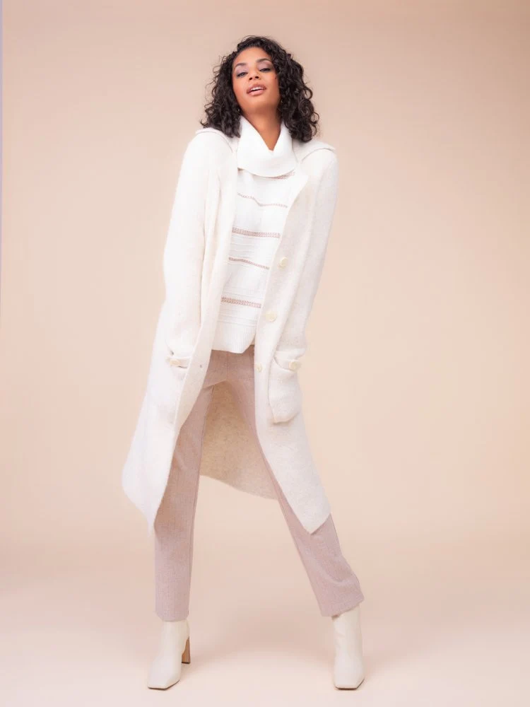Alison Sheri's V-Neck Cardigan Jacket in Oatmeal
